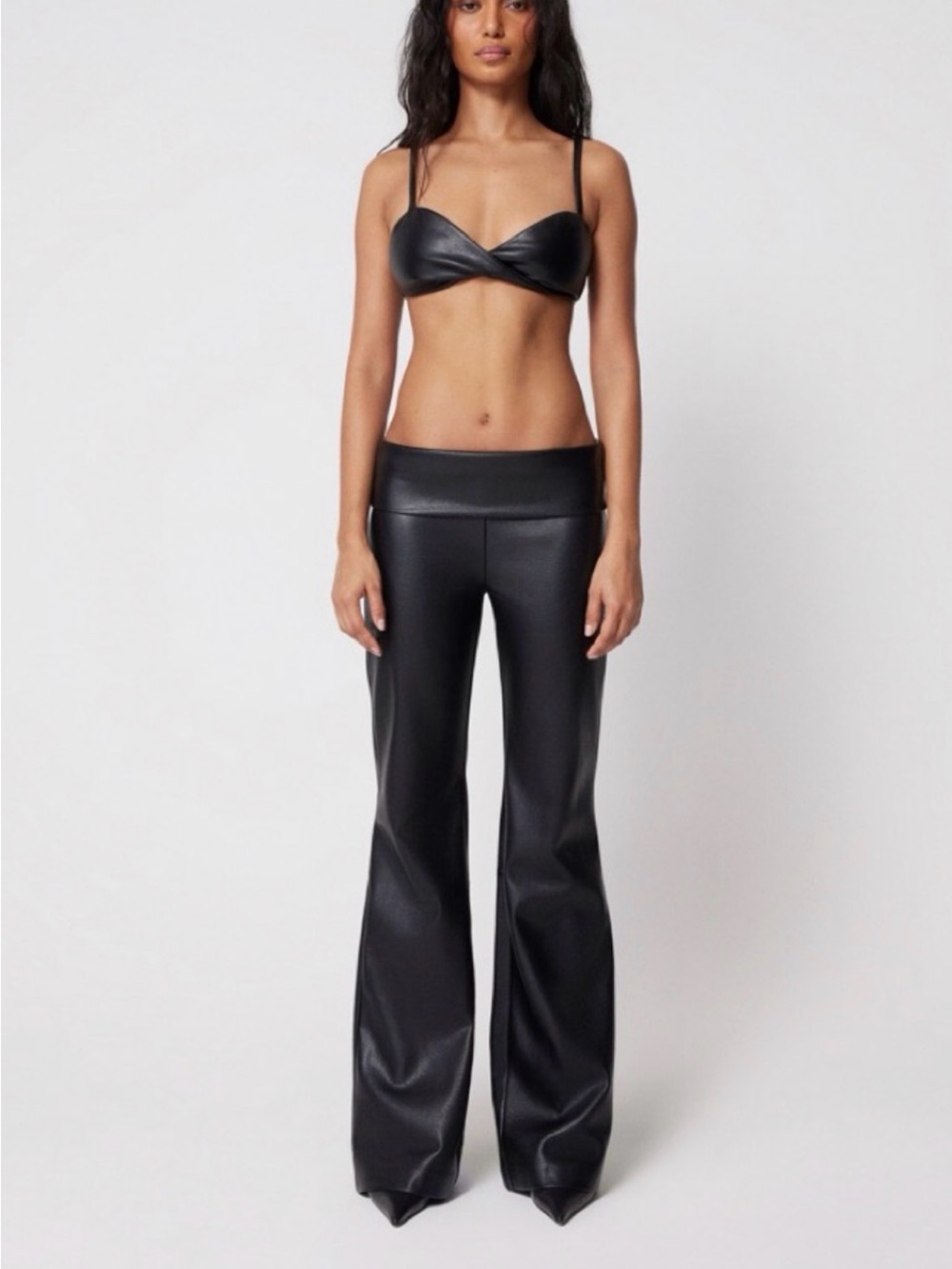 KHY Faux Leather Wide-Leg Pants - Black